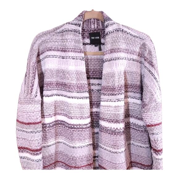 Nic + Zoe Sunset Stripe Chenille Open-front Longline Cardigan Cozy Women's S - Picture 3 of 6